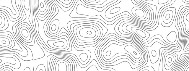 Wall Mural - Abstract Topographic line art background. Mountain topographic terrain map background with white shape lines.Geographic map conceptual design.Black on white contour height lines.	
