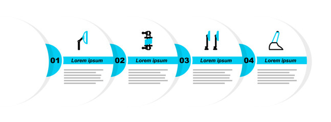 Poster - Set line Car handbrake, Windscreen wiper, Shock absorber and icon. Vector