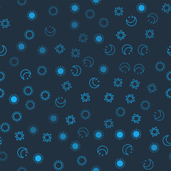 Wall Mural - Set Sun, , Moon and stars and on seamless pattern. Vector