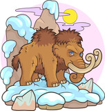 Fototapeta Pokój dzieciecy - cute prehistoric mammoth, illustration design