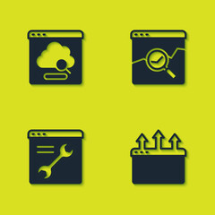Poster - Set Cloud technology data transfer, Browser window, setting and Website with stocks market icon. Vector