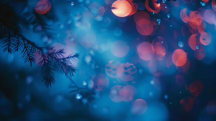 Wall Mural - Blue and red abstract background with bokeh lights.