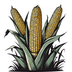 isolated corn with vintage syle