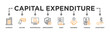 © Good Wife - Capital expenditure banner web icon illustration concept with icon of company, buying, maintenance, improvement, asset, business, finance, investment