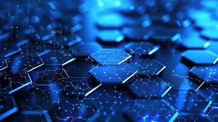 Poster - abstract blue technology hexagonal background