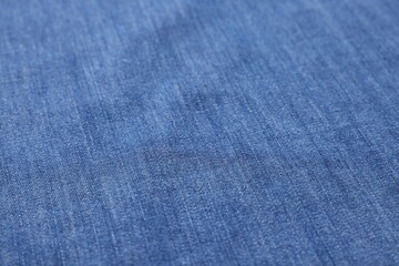 Texture of blue fabric as background, closeup