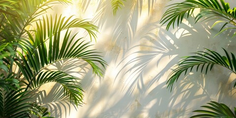 Palm shadows on a textured wall creating a tropical ambiance