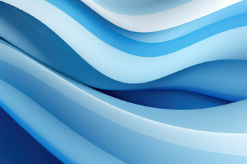 Wall Mural - curvy waving ribbons abstract background with folded textile ruffle, blue cloth macro