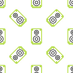 Poster - Line Stereo speaker icon isolated seamless pattern on white background. Sound system speakers. Music icon. Musical column speaker bass equipment. Vector