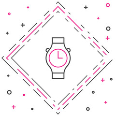 Poster - Line Wrist watch icon isolated on white background. Wristwatch icon. Colorful outline concept. Vector