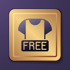 Poster - Purple Clothes donation icon isolated on purple background. Gold square button. Vector