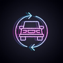 Poster - Glowing neon line Car service icon isolated on black background. Auto mechanic service. Repair service auto mechanic. Maintenance sign. Vector