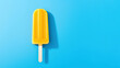 yellow popsicle with a bite on a blue background.