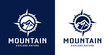 compass and mountain silhouette logo design