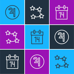 Poster - Set line Symbol Jupiter, Calendar and Star constellation zodiac icon. Vector