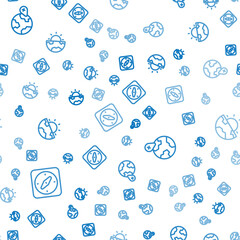 Poster - Set line Compass, Location on the globe and Earth core structure crust on seamless pattern. Vector