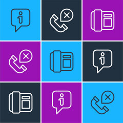Poster - Set line Information, Telephone handset and Declined missed call icon. Vector