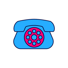 Poster - Filled outline Telephone icon isolated on white background. Landline phone. Vector