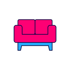 Sticker - Filled outline Sofa icon isolated on white background. Vector