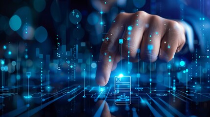 Poster - Blockchain Powered Voting: A futuristic concept of a global voting system, made secure and transparent through blockchain technology.