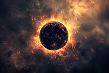Wall Mural - solar eclipse full phase on outer space