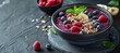 Acai Bowl (Brazil). Smoothie bowl made with frozen acai berries and topped with granola, fruit, nuts and seeds.