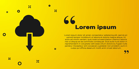 Poster - Black Cloud download icon isolated on yellow background. Vector