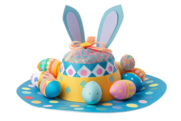 Sticker - A cute handmade Easter bonnet hat covered with easter decorations