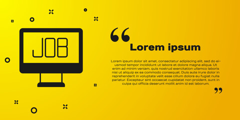 Sticker - Black Search job icon isolated on yellow background. Recruitment or selection concept. Human resource and recruitment for business. Vector