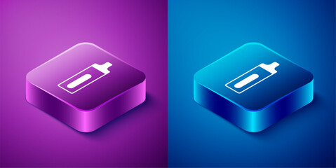 Sticker - Isometric Electronic cigarette icon isolated on blue and purple background. Vape smoking tool. Vaporizer Device. Square button. Vector