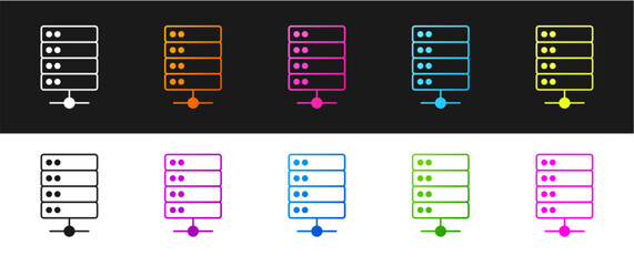 Poster - Set Server, Data, Web Hosting icon isolated on black and white background. Vector
