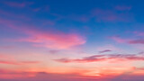 Fototapeta Zachód słońca - Sunset sky abstract background, blue sky background with tiny clouds.