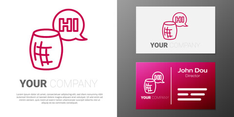 Poster - Logotype line Voice assistant icon isolated on white background. Voice control user interface smart speaker. Logo design template element. Vector