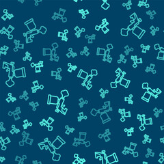 Wall Mural - Green line Paint spray gun icon isolated seamless pattern on blue background. Vector