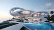 huge modern futuristic coastal estate with fashionmodell