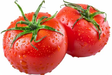 Sticker - The tomato is isolated on a white background. There are two fresh red tomatoes with clipping paths.