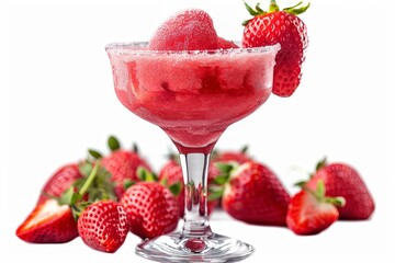 Poster - Isolated strawberry margarita cocktail in a margarita glass