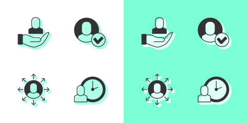 Canvas Print - Set Work time, Worker, Multitasking manager working and icon. Vector