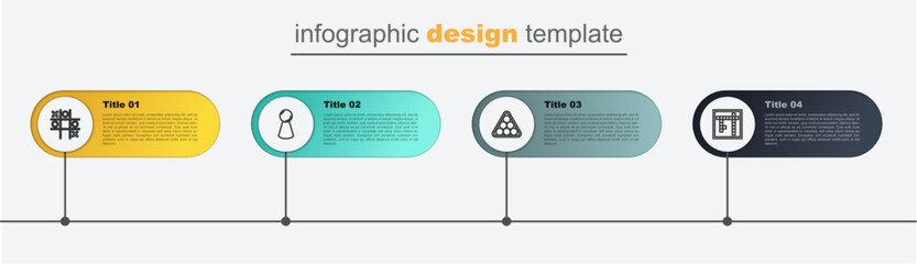 Poster - Set line Bingo, Billiard balls triangle, Chip for board game and Tic tac toe. Business infographic template. Vector