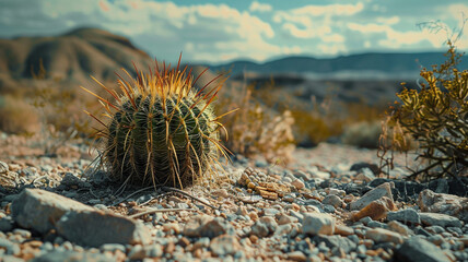 Wall Mural - Beautiful cactus plant with desert