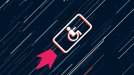 Poster - Disabled road sign flies through the universe on a jet propulsion. The symbol in the center is shaking due to high speed. Seamless looped 4k animation on dark blue background with stars