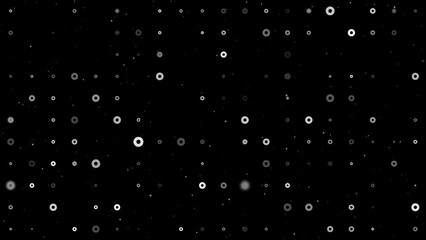 Poster - Template animation of evenly spaced record media symbols of different sizes and opacity. Animation of transparency and size. Seamless looped 4k animation on black background with stars