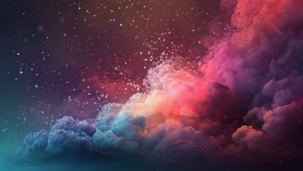 Wall Mural - stunning colorful cloud at dark background video animation, seamless looping video background animation	