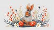 Ethnic Floral Collection: Modern Bunny Decoration in a Vintage Style