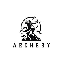 Archer Logo Designs Concept, Archery Silhouette Logo Designs Vector, Archer Sport Logo