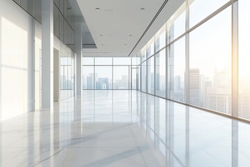 Canvas Print - Empty office with large windows