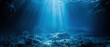 Underwater scene with blue spotlight from above, simulating ocean depths, mysterious ambiance