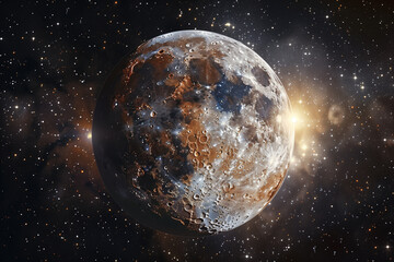 Wall Mural - moon on outer space with high detailed of surface