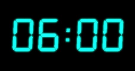 Poster - Animation of blue digital clock timer changing on black background