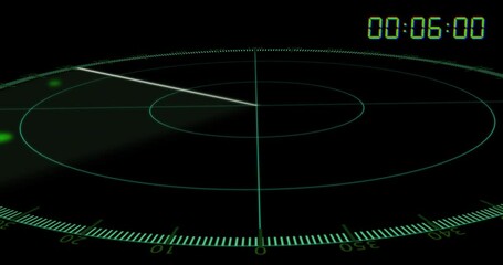 Poster - Animation of blue digital clock timer changing over scope on black background